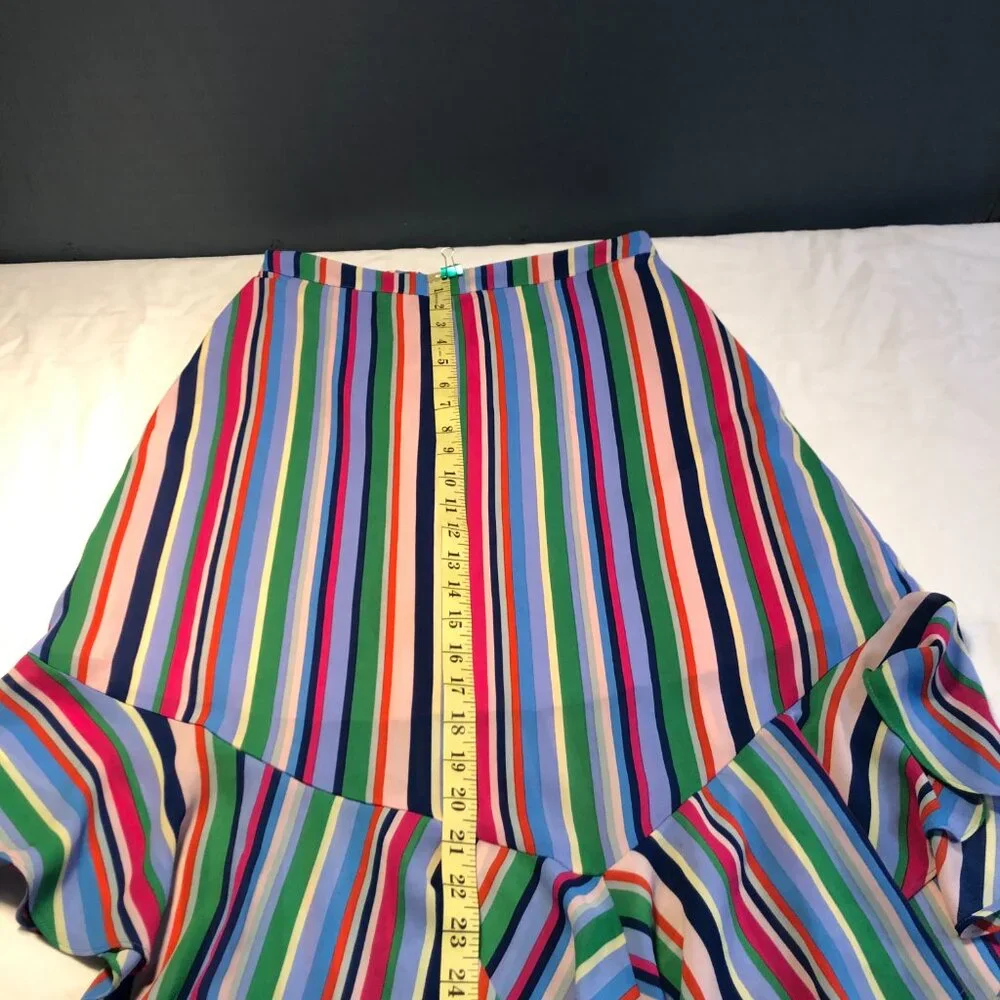 A New Day Midi Multicolor Striped Asymmetrical Hem Skirt Size Small